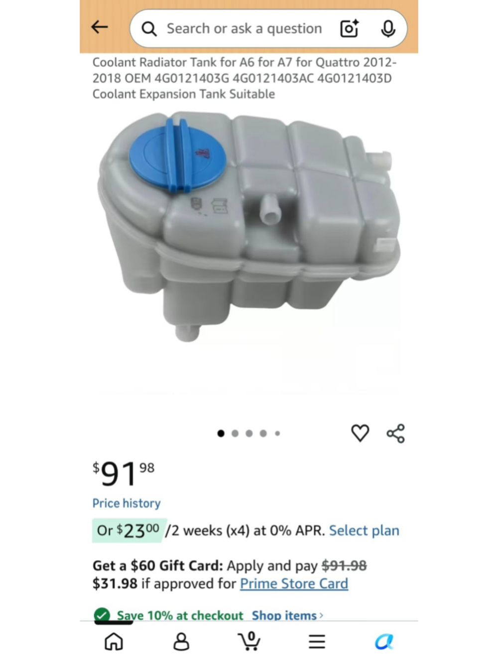 Engine Coolant Reservoir Radiator Expansion Tank
